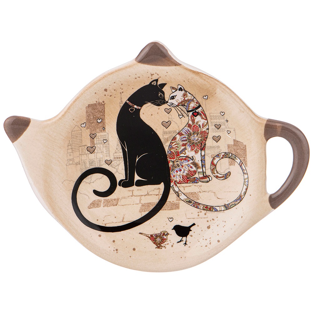 фото Подставка для чайных пакетиков керамическая Agness Парижские Коты 358-1738