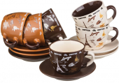 фото Чайный набор керамический 12 предметов 200мл Кофе 756-100
