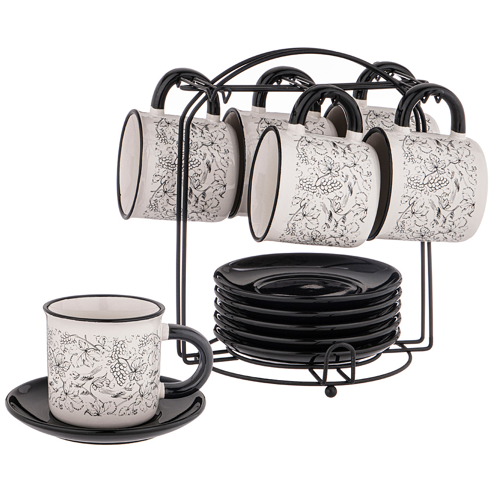 фото Чайный набор керамический на подставке 13 предметов 230мл Lefard Black & White 155-601